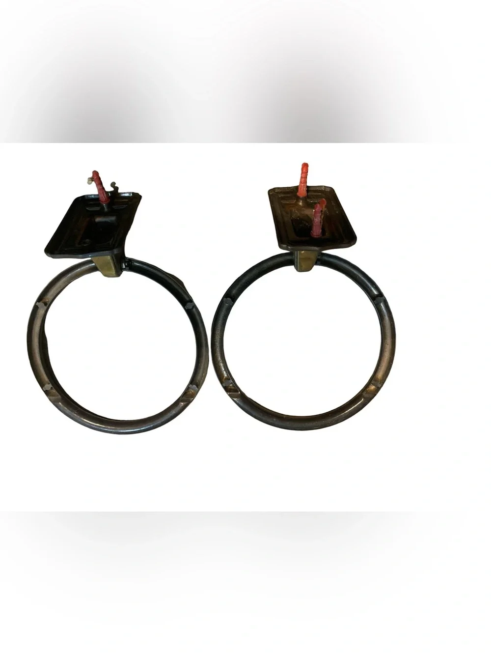 Lot of 2 - Vintage Brass Medallion Towel Holder Rings With Wall Mounts